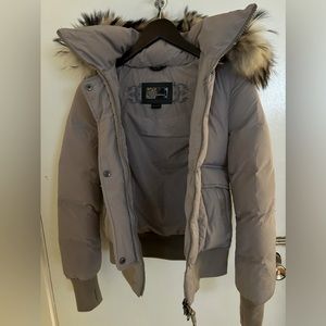 Mackage Down x Fur trimmed bomber jacket.